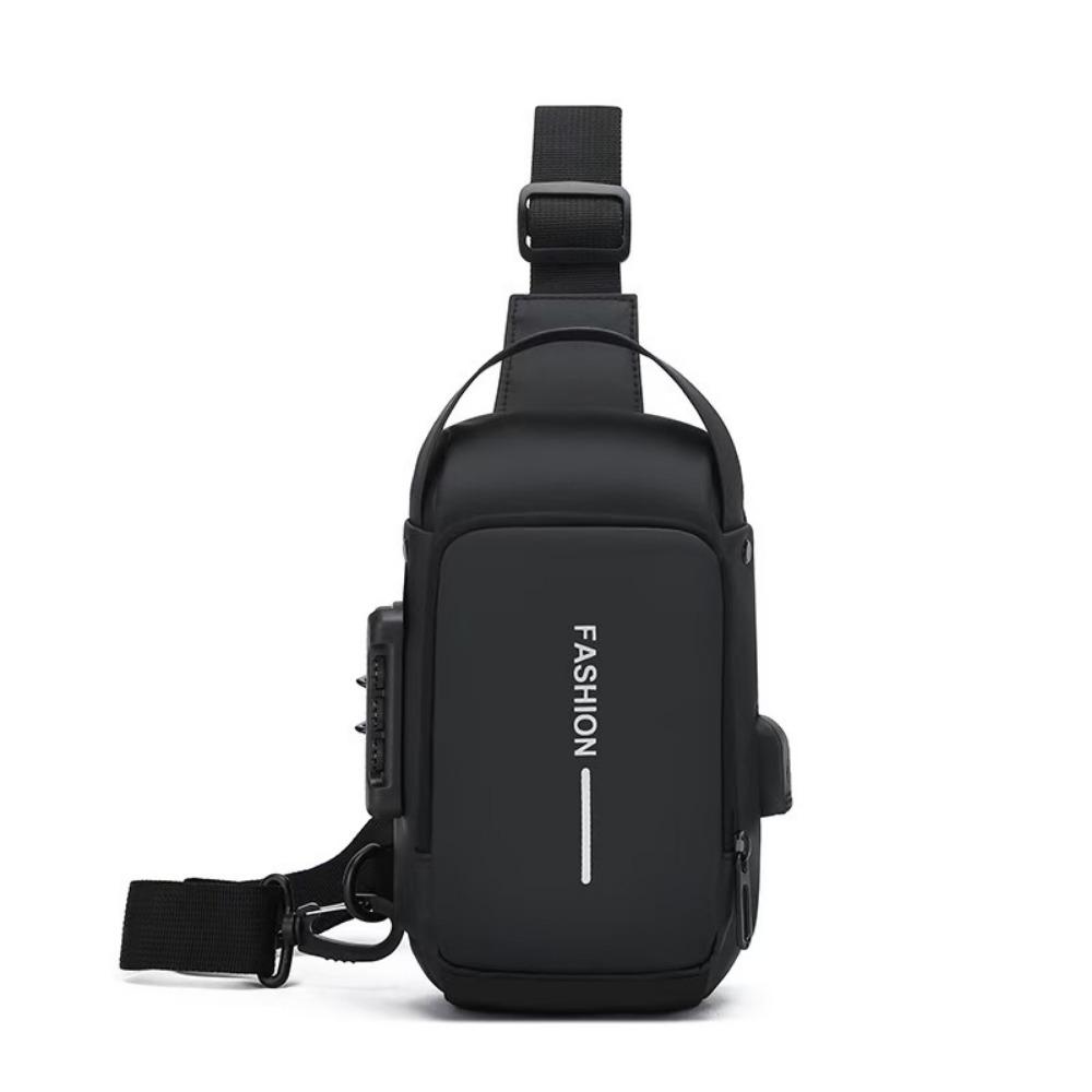 

Waterproof Password Biker Bag with USB Charging Anti-theft Men s Chest Bag Large Capacity Multi-storey Shoulder Crossbody Bag чёрный