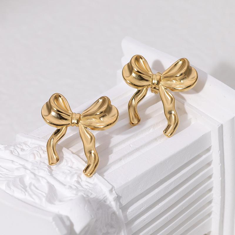18K Gold Plated Cross Butterfly Stainless Steel Stud Earrings