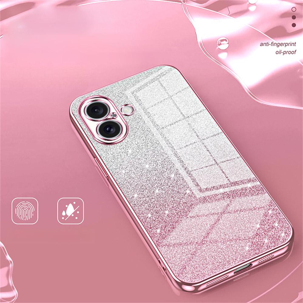 For iPhone 16 Case Electroplating Gradient Glitter TPU Phone Cover