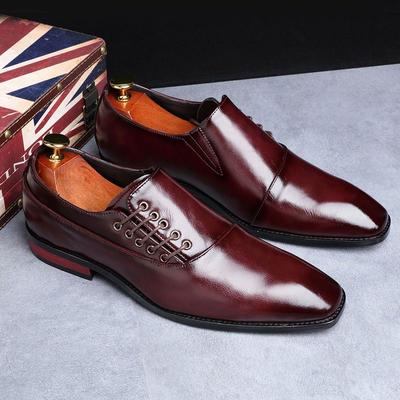 Herren Business Lederschuhe Eckige Zehenpartie Schnürschuhe Herrenkleid Büro Oxfords Schuh Herrenmode Hochzeitsparty Ballerinas