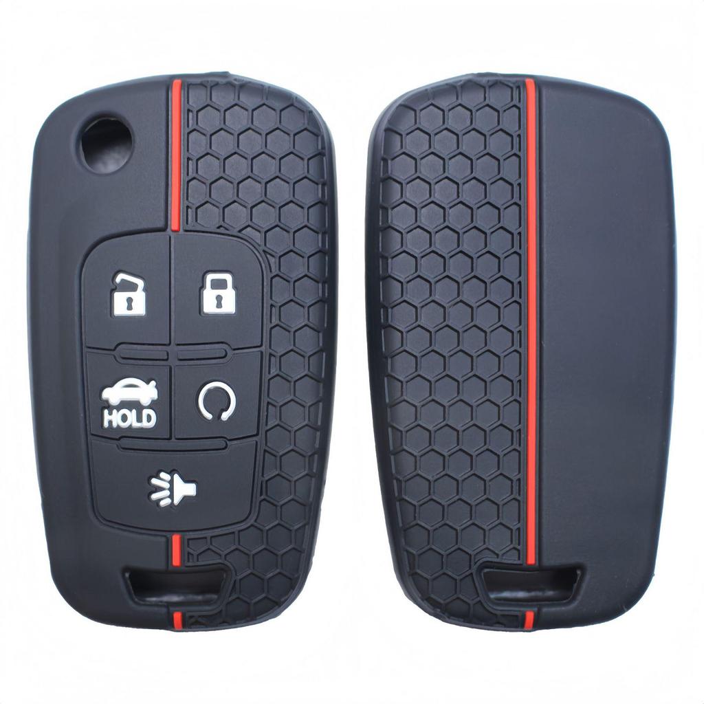 Chevrolet-Silikon-Schutzhülle für Autoschlüssel – länderübergreifend kompatibel, faltbares Design, 5 Tasten.