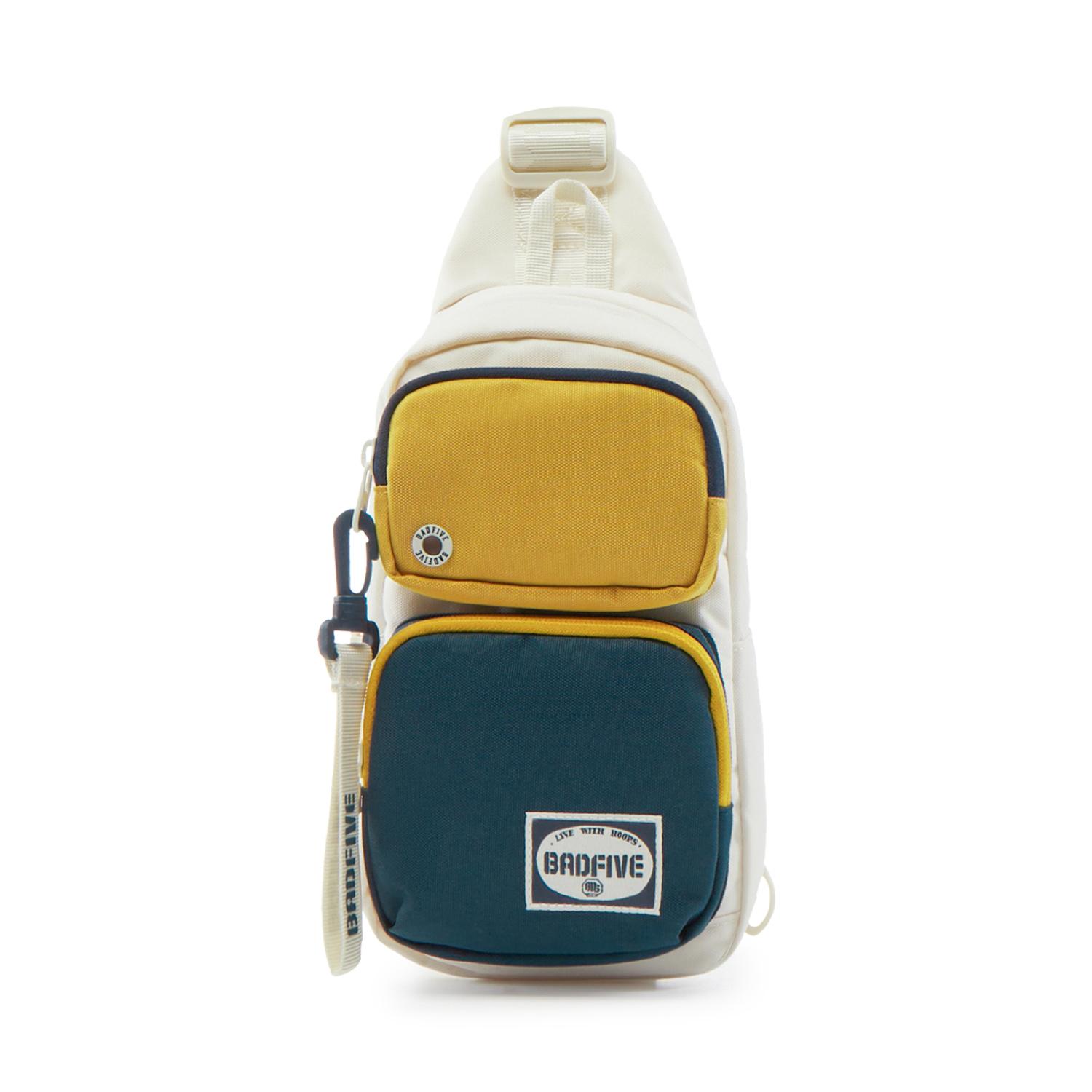 Li Ning BADFIVE Polyester One Shoulder Crossbody Sling Bag Unisex Ecru & Beeswax Yellow & Night Navigation Blue ABDV241-2