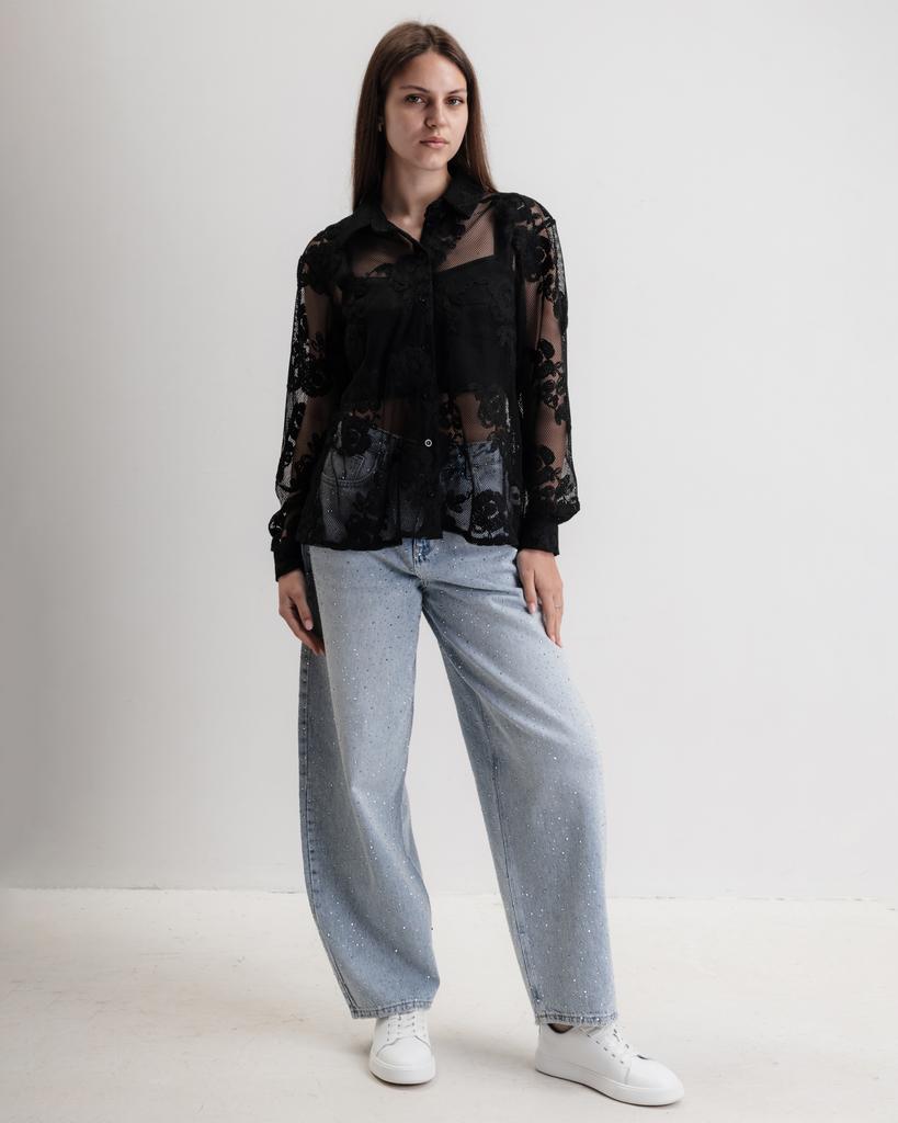 Women's Shirt with Lace LK Brand 1185 XS Black