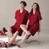 Wedding Couple Suit Summer Pure Cotton Short-sleeved Thin Festive Wedding Wine Red Cotton Loungewear Suit