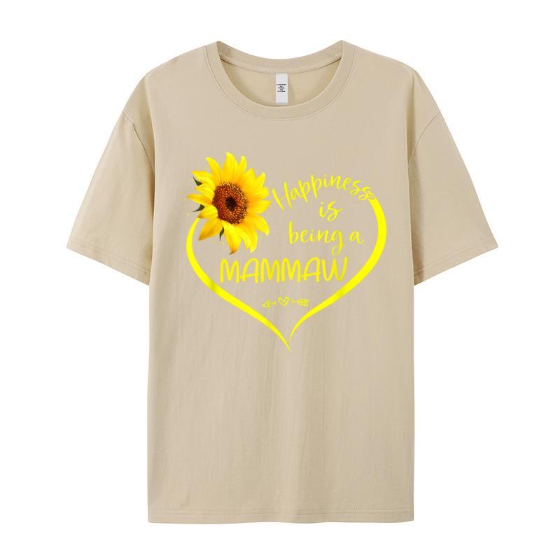 Happiness Is Being A Mammaw Oneck Tshirts Summer Tops Tees Short Sleeve Classic 100 Cotton Normal T Shirt Graphic Unisexs