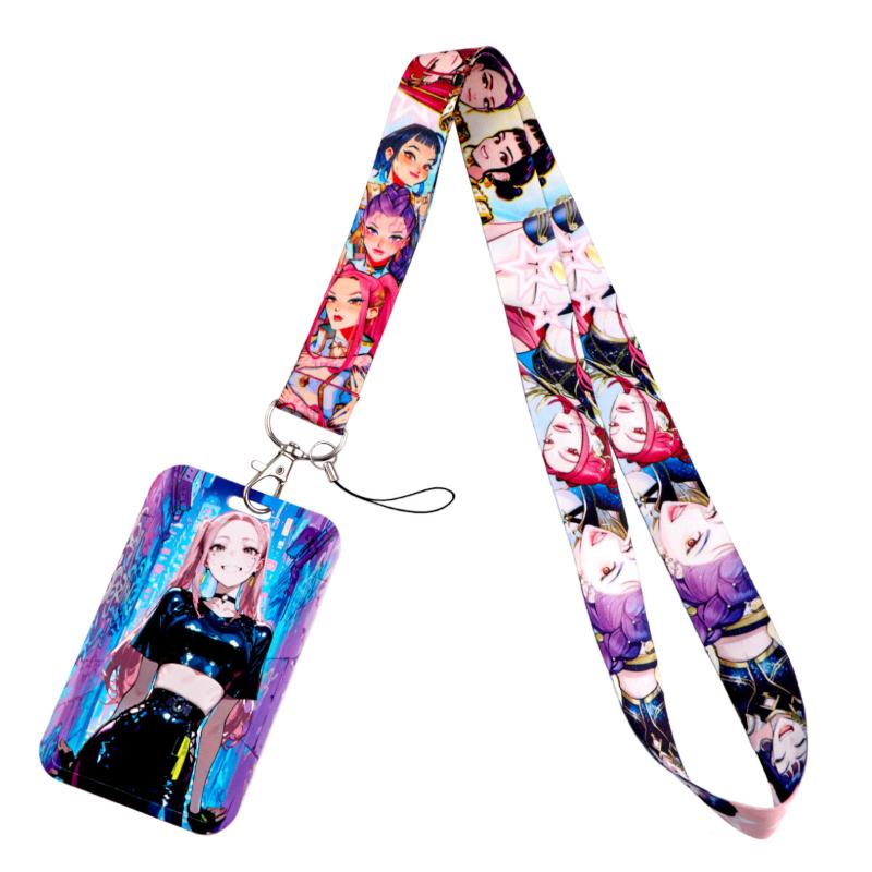 Kpop Demon Hunter Id Card Holder Pass Charm Lanyard Girls Passport Cover Kids School Bus Bank Cards Protect Case Gift