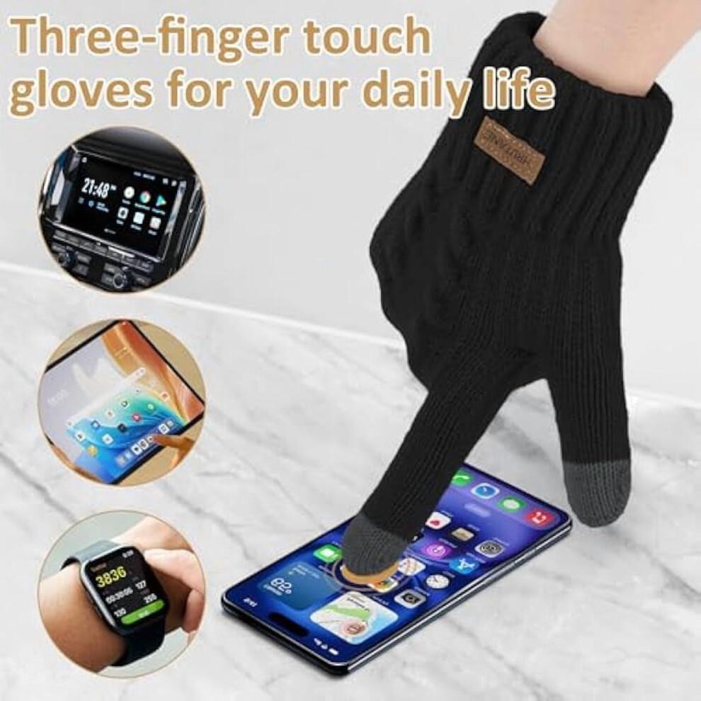 Womens Winter Gloves Cold Weather Warm Knit Touchscreen Fingers Elastic Cuff Soft Lining Thermal Dual Layer Glove