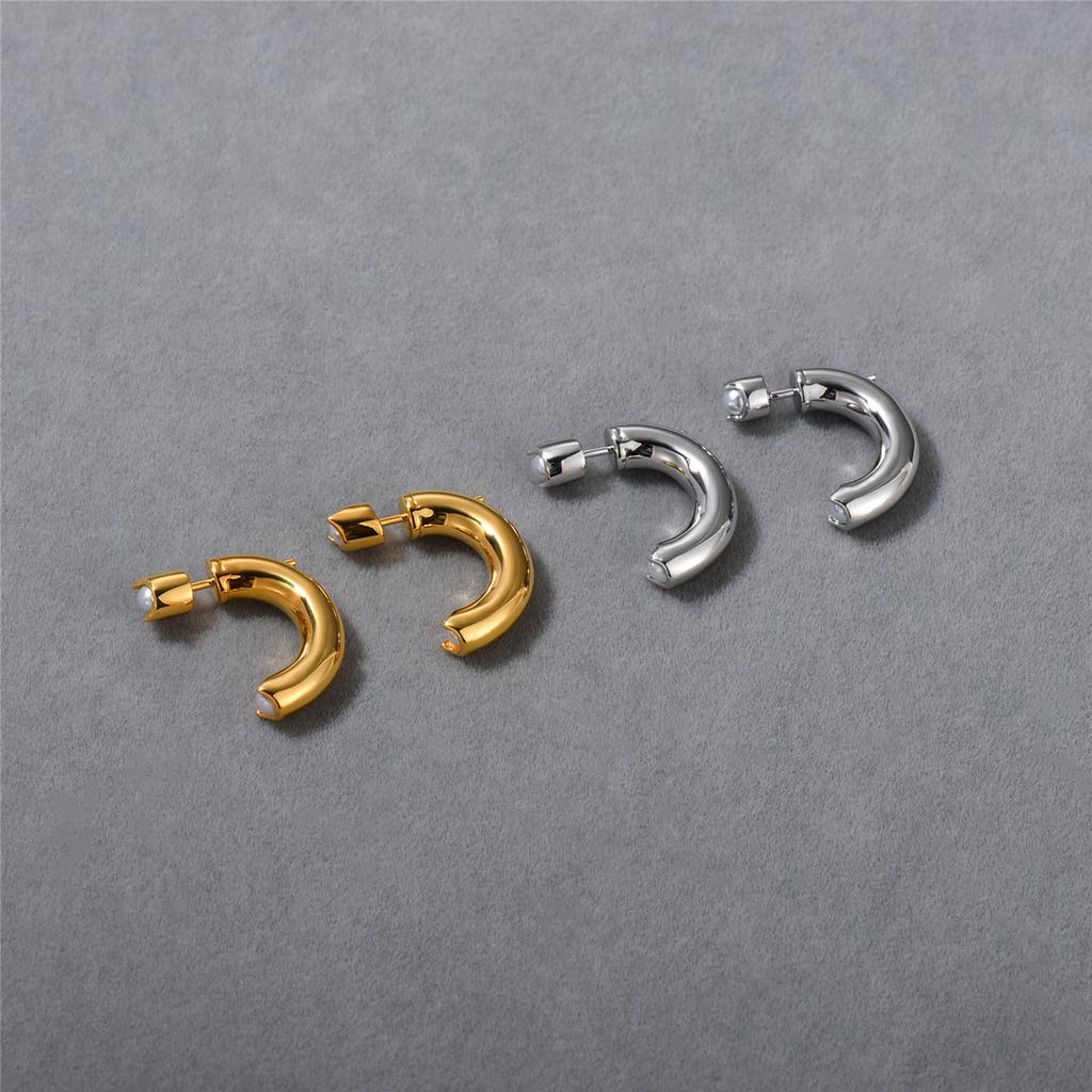 Niche Design Pearl C-Shaped Half-Circle Stud Earrings, Simple And Versatile, Sweet In Seconds, Cool Girl Earrings For Women