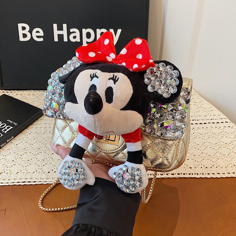 Cute Doll Toy Bag, Crossbody Bag, Elegant Diamond-encrusted French Check Small Bag