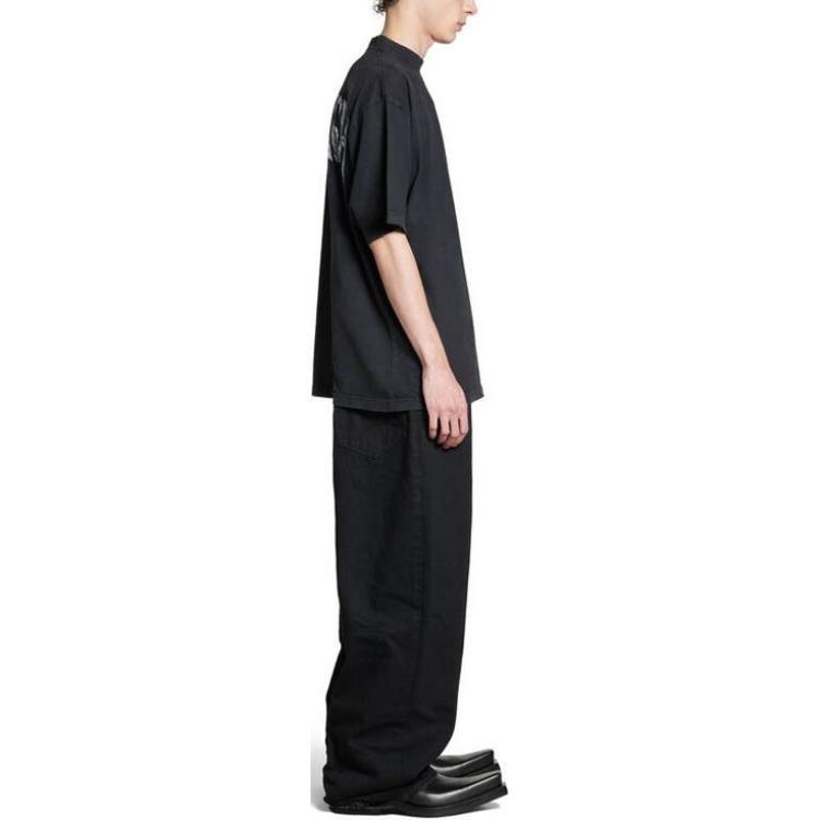 Balenciaga Hand Drawn T Shirt Medium Fit In Black Faded T Shirt Regular Fit Unisex Black 764235TPVU41569