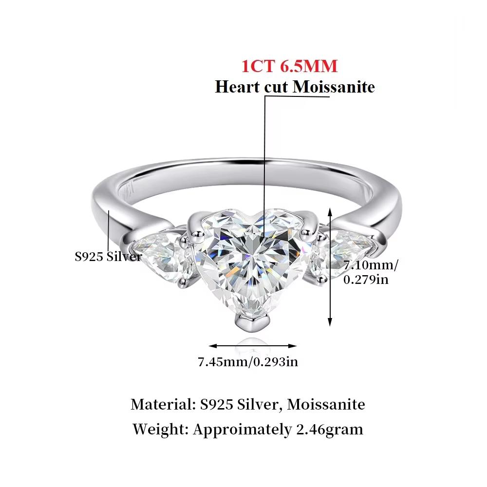 Halaile1-4CT D Цвет Муассанит S925 Серебро Кольцо Сердце Любви Классическое Тонкое Ювелирное Изделие Женское Свадебное Элегантный Подарок 5