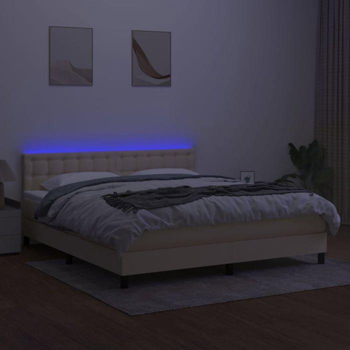 Maison Exclusive - Sommier à lattes de lit avec matelas LED Crème 160x200 cm Tissu