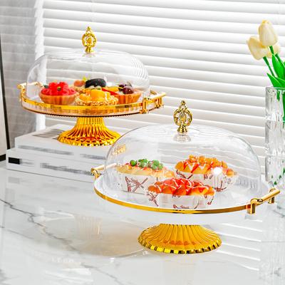 Tavă înaltă pentru tort cu capac, masă de desert, raft de afișare pentru fructe, tavă transparentă din plastic pentru bufet, platou pentru deserturi cu pâine