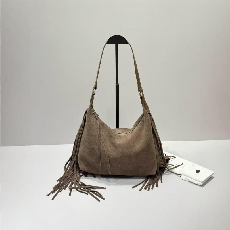 Vintage Fringed Suede Hobo Bag Large Capacity Shoulder Crossbody Versatile Soft Underarm