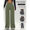 Ladies High-Waisted Wide-Leg Yoga Pants Solid Color Elastic Waistband Comfortable Fabric for Outdoor Fitness