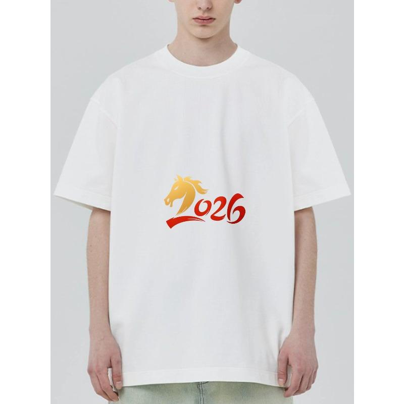 

Black T-Shirt With Horse And 2026 Print For Casual Wear XXXXL білий