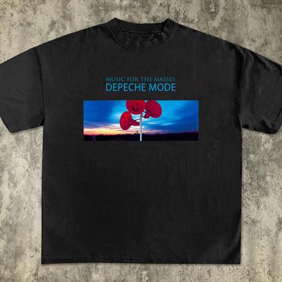 Depeche Mode Trendy Band T-Shirt Music for The Masses Speakers Men's Loose Short Sleeve Blockbuster Plus Size Top Y2K