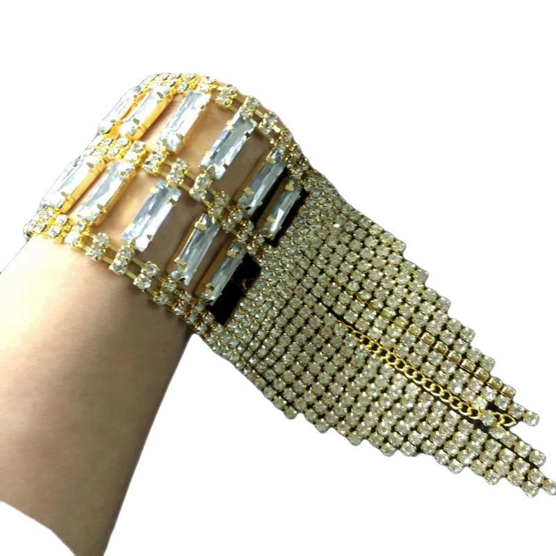 Glam Tassel Rhinestone Bracelet: Full Diamond Fashion Jewelry for Women