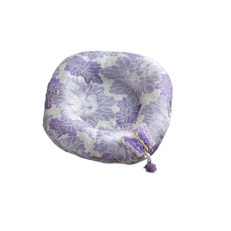 1PC Tea Ceremony Mat Decorative Table Mat 3D Butterfly Chinese Style Teapot Mat Heat-Resistant Fabric Coaster Round with Tassels