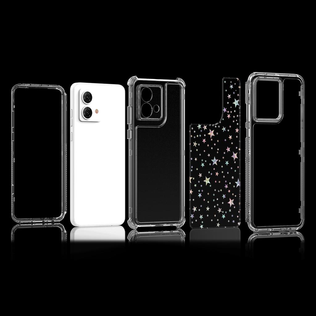 For Motorola Moto G84 5G Case Clear Acrylic TPU Hybrid Phone Cover with Laser-printed Film