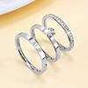 European and American Light Luxury High-end Titanium Steel Ring Three-piece Set Stainless Steel Zircon Ring