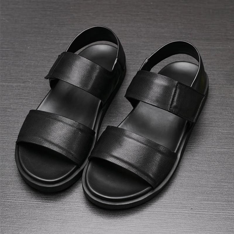 2025 Men's Breathable Genuine Leather Sandals: Soft Sole, Anti-Slip, Outdoor Beach & Sport Footwear