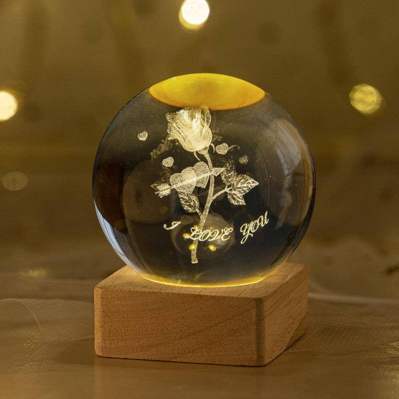 Minge de cristal 3D de 6 cm Planetă de cristal Lumină de noapte gravată cu laser Sistem solar Glob Astronomie Cadou de zi de naștere Decor pentru birou de acasă