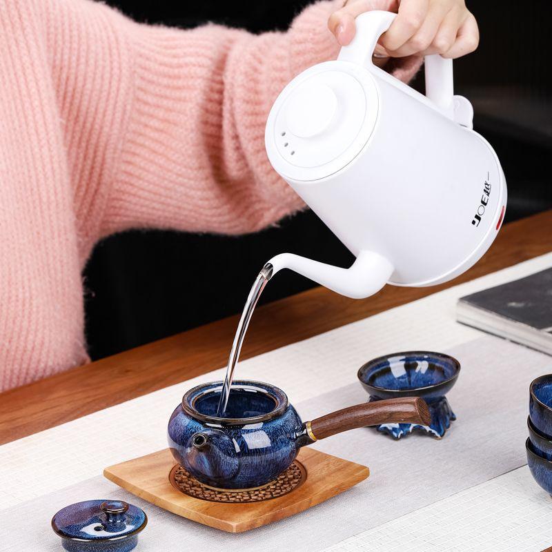 Japanese-style household lazy with handle color glaze ceramic bowl side handle pot teacup tea set fashionable retro business gift
