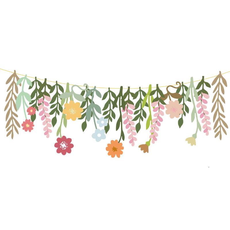 Kids Birthday Flower Banner DIY Spring Garland Colorful Classroom Wall Hanging Decor for Party Background
