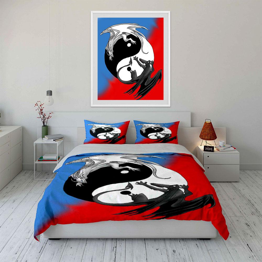 Yin-Yang Symbol with Dragons. Bedding Sets Duvet Cover Sets Duvet Covers Pillowcases(1*Duvet Cover 2*Pillowcases Without Duvet Insert)