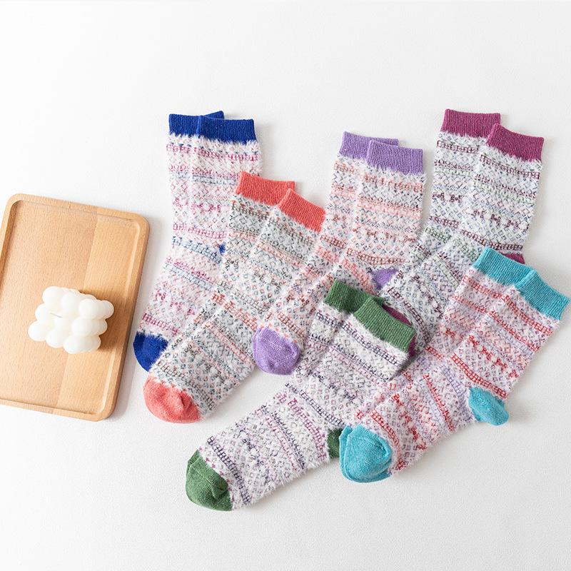 3 Pairs of Winter New Female Imitation Mink Cashmere Thick Warm Rabbit Wool Tube Socks