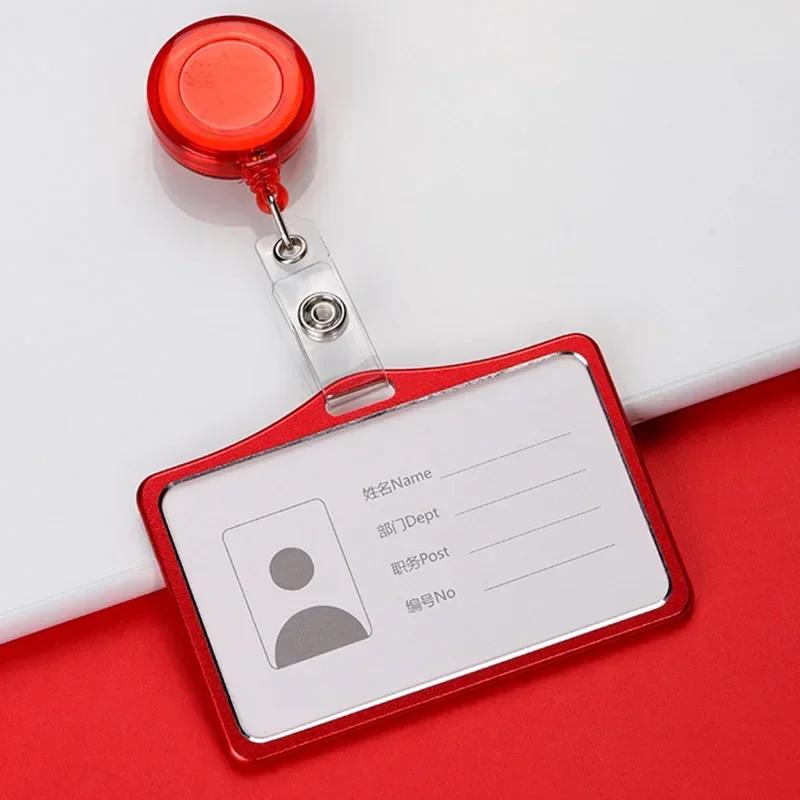 Fashion Card Cover Women Men Aluminum Alloy Work Name Card Holders Business Work Card ID Badge Lanyard Holder Metal Bags Case