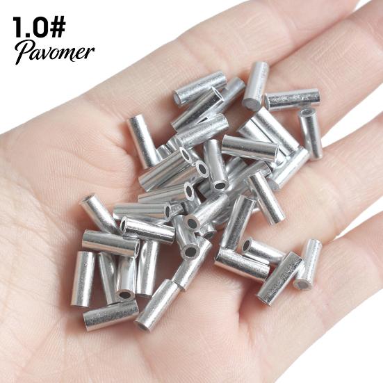 Single Double Barrel 50Pcs Solid Fishing Line Tube Aluminium Wire Anti Rust Crimping Loop Sleeve for Angling Crimp Sleeves