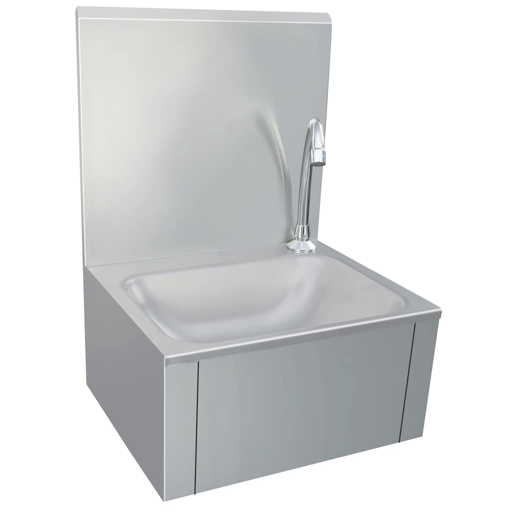 vidaXL Handwaschbecken mit Wasserhahn und Seifenspender Edelstahl