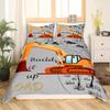 Conjunto de Roupa de Cama com Desenho de Escavadora e Trator de Construção 2/3 Peças King Amarelo Capa de Edredom Caminhão de Máquinas Capa de Colcha de Poliéster Carro para Crianças