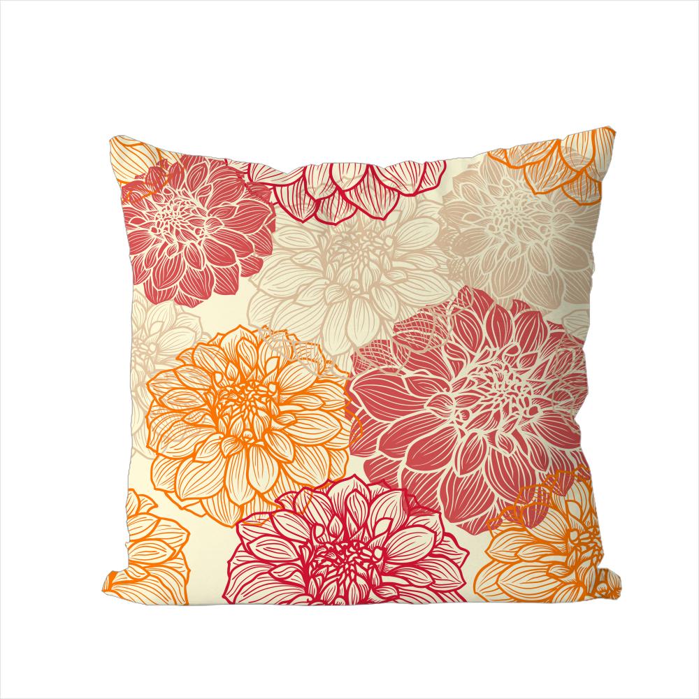 Dahlia Flower Pattern Pillow Case For Car Sofa Decorative Home Doublesided Print Plush Square Throw Pillow Cushion Cover