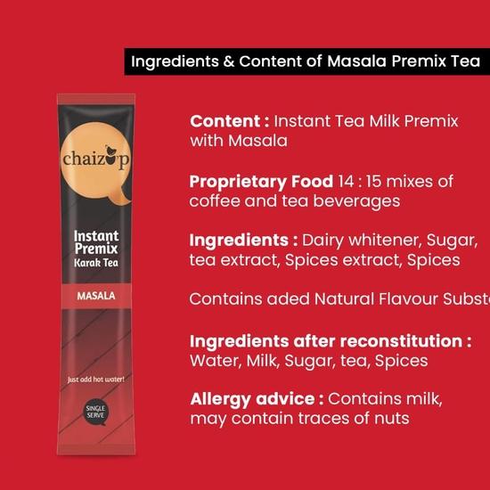 Chaizup Premium 1 Min Instant Masala Tea Premix - 20 Sachets | Masala Flavours | 20 Servings | 280g (Pack of 2)
