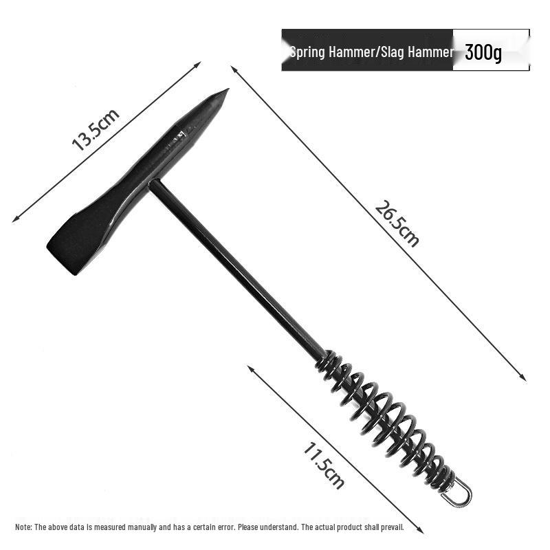 Multifunctional Rust & Welding Hammer with Carbon Steel, Ice Breaking, Black Spring Handle Deslagging Hammer