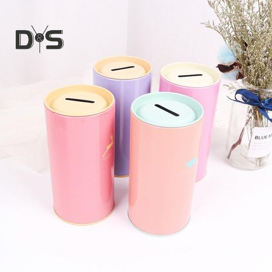 Hucha de Metal de Gran Capacidad con Diseño de Patrón Animal para Niños, Hucha Cilíndrica, Herramienta de Gestión Financiera