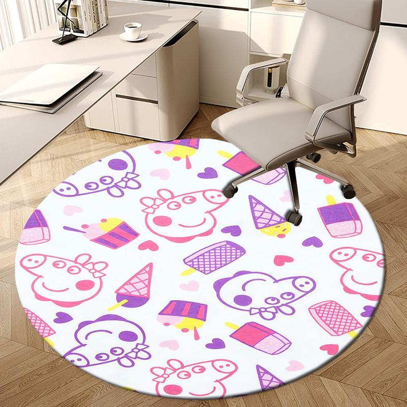 1pc Peppa Pig Party Supplies Round carpet, Made of Polyester,Perfect for Decorating Office Chairs, Living Rooms,fplt143