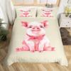 Pink Pig Bedding Set King Queen Sleeping Pig Duvet Cover for Kids Boys Girls Kawaii Animals Comforter Cover with 1/2 Pillowcases