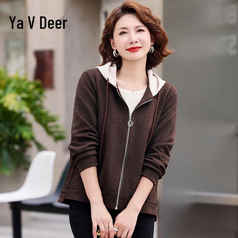 Yalu Women s Elegant Jacquard Hooded Jacket 3XL