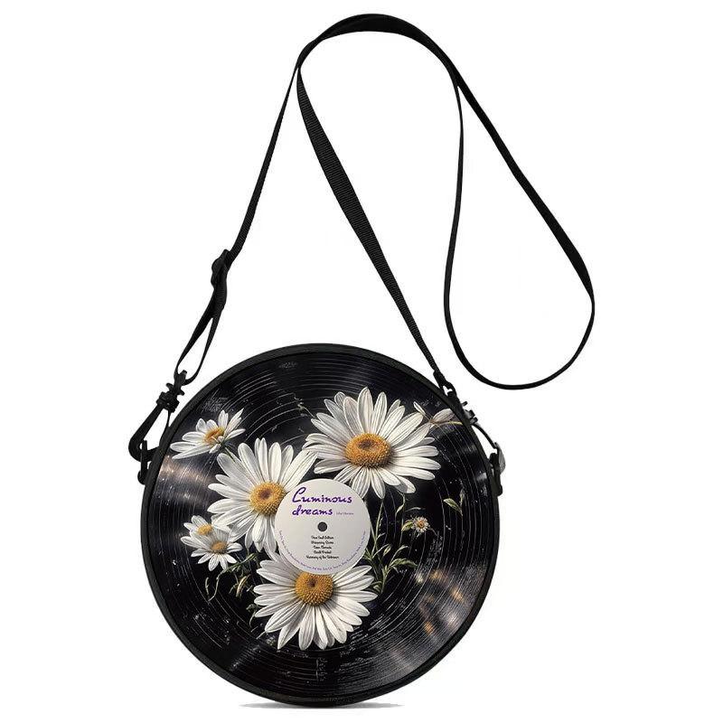 Women'S Personalized Vinyl Record Cosmetic Bag Shoulder Bag Backpack Storage Bag Polyester Travel Storage Bag