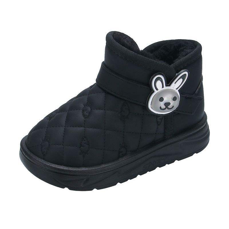 

Модные детские хлопковые туфли на осень и зиму, девичьи снежные хлопковые сапоги, антифриз, супер мягкие, милые, с декоративным кроликом, бархатные, теплые 26 inner length 15.6cm
