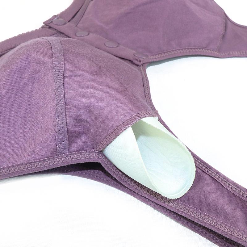 New soft cotton lace flower front buckle underwear women's cotton vest bra large size steel rimless underwear