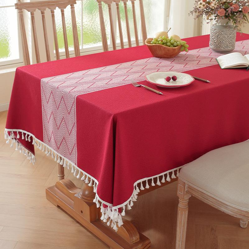

Nordic Hot-Selling Imitation Cotton And Linen Tablecloth Christmas Jacquard Retro Flower Fringed Tablecloth Coffee Table Table Cloth Cover Towel Cloth 90*90cm