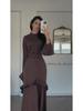 Women's Elegant Slim Fit Long Dress - 2025 European & American Style with Soft Long Sleeves