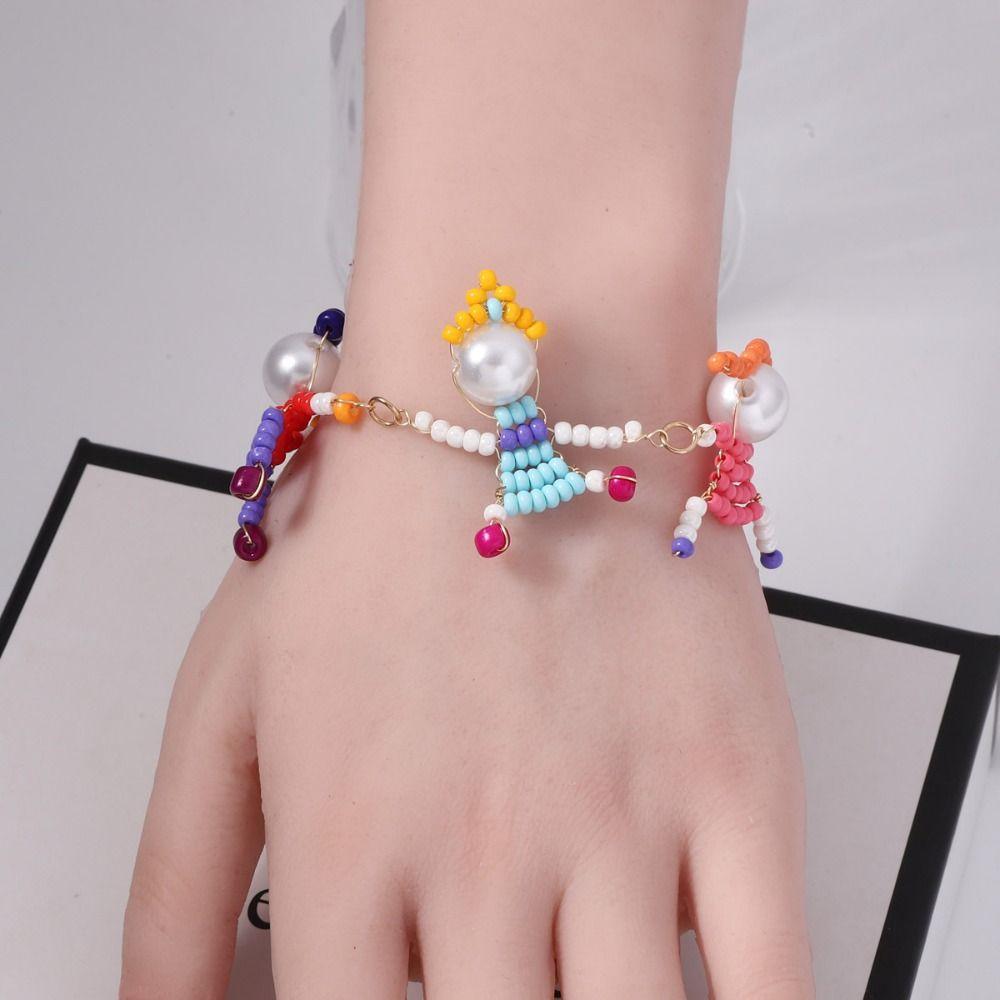 Pearl Character Bracelet Trendy Cute Cartoon Necklace Jewelry Childishness Jewelry Set  Girls
