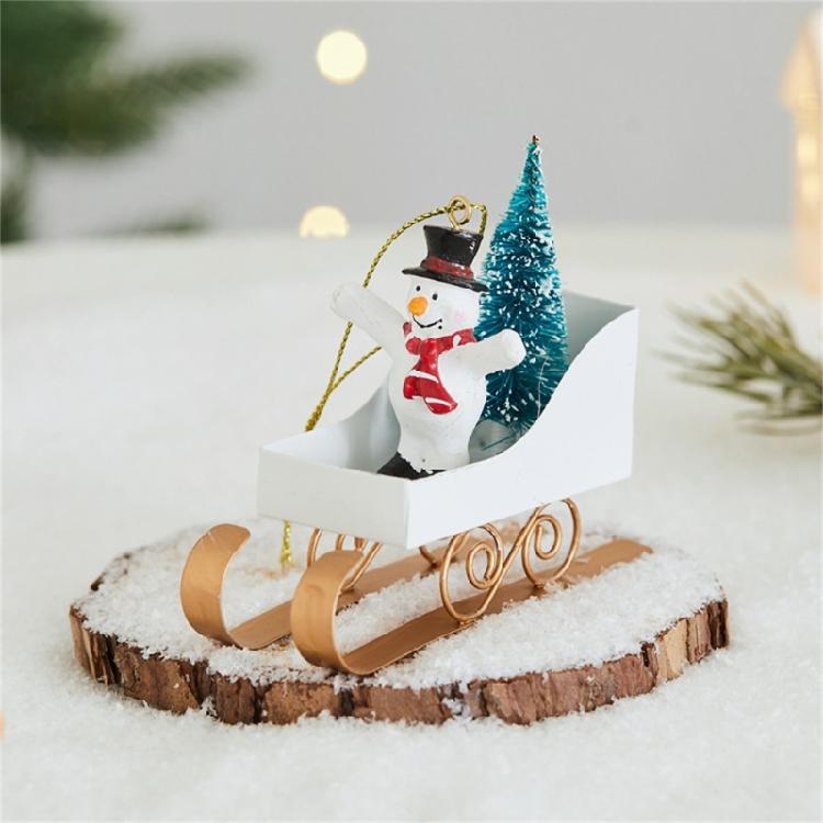 Weatherproof Iron Sled Car Interiors Christmas Tree Hanging Ornament For Mantel Window Entryway Holiday Party Decoration