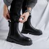 men fashion chelsea boots  designer carved brogue shoes cowboy original leather boot handsome platform short botas hombre